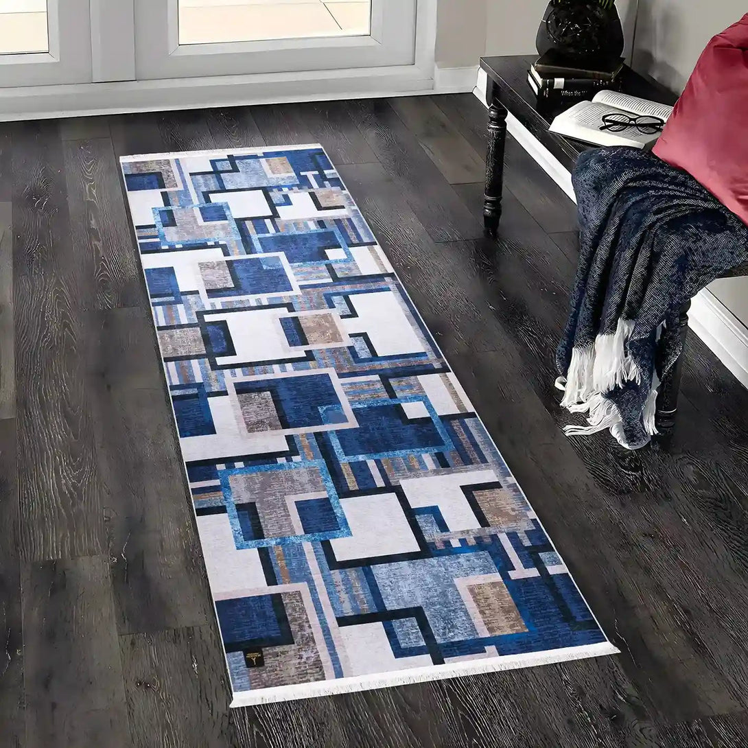 Blue Harmony Digital corridor carpet - La Maison