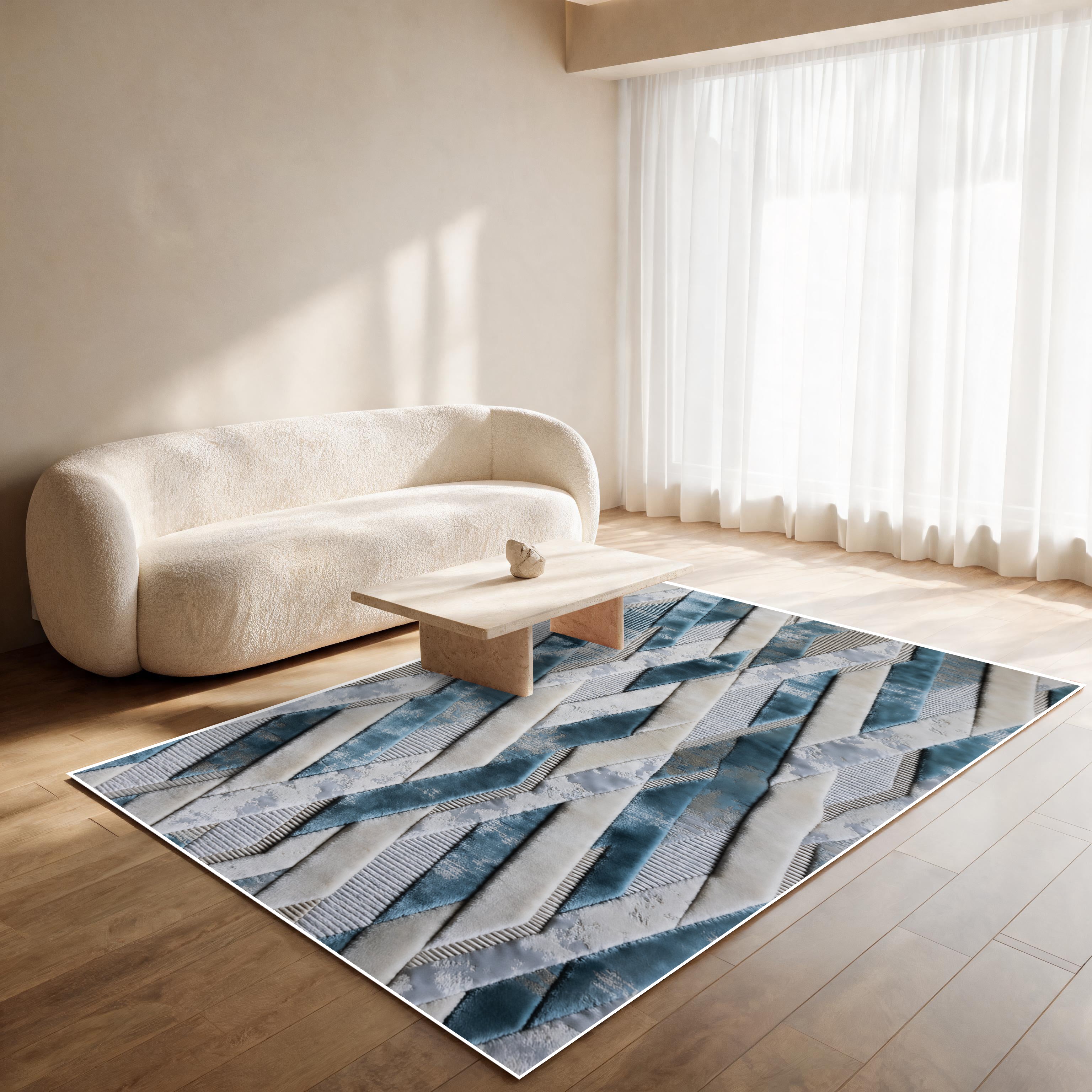 Load video: Modern Chevron - (Teal) 7D Digital Carpet Printed