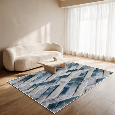 سجادة طباعة ديجيتال 7D - Modern Chevron - (Teal)