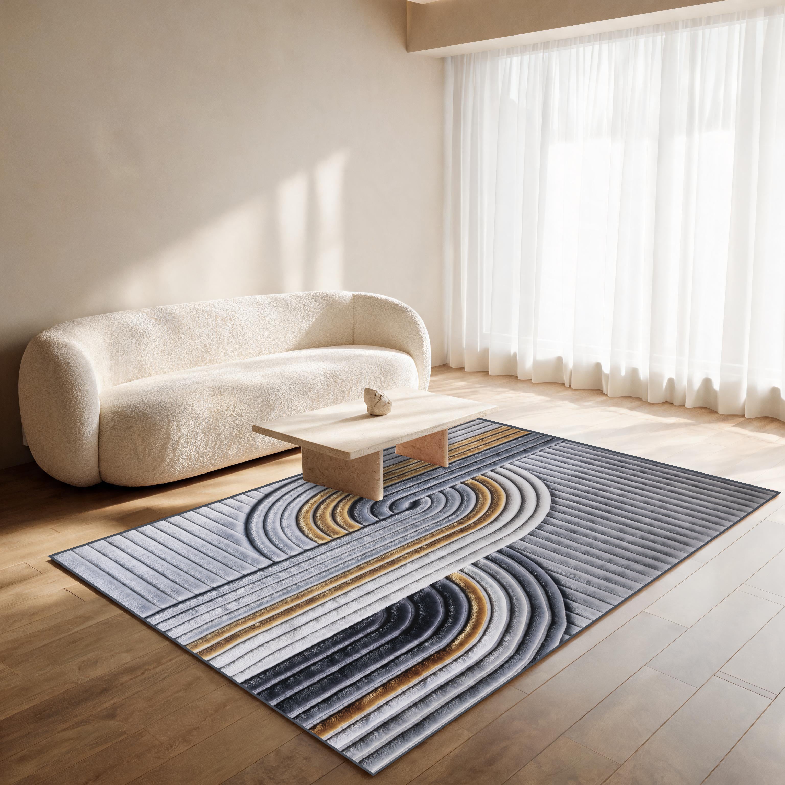 Load video: Soft Waves - (Dark Grey) 7D Digital Carpet Printed