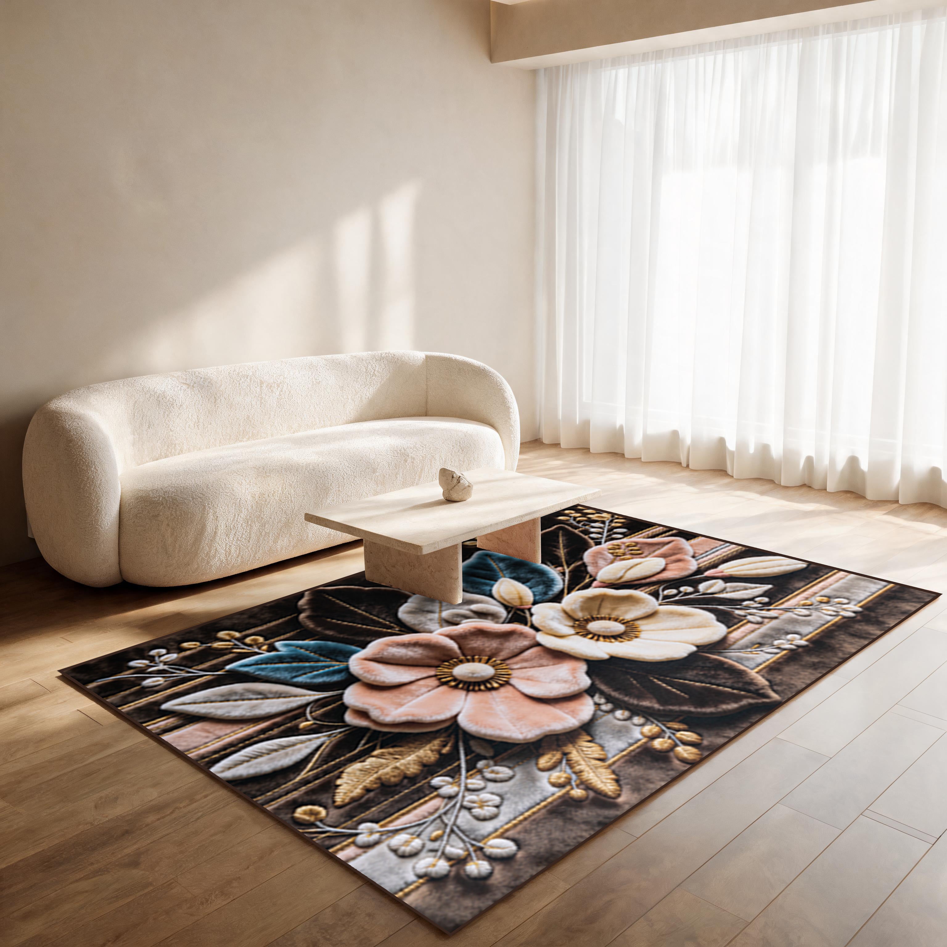 Load video: Magnolia - (Brown) 7D Digital Carpet Printed