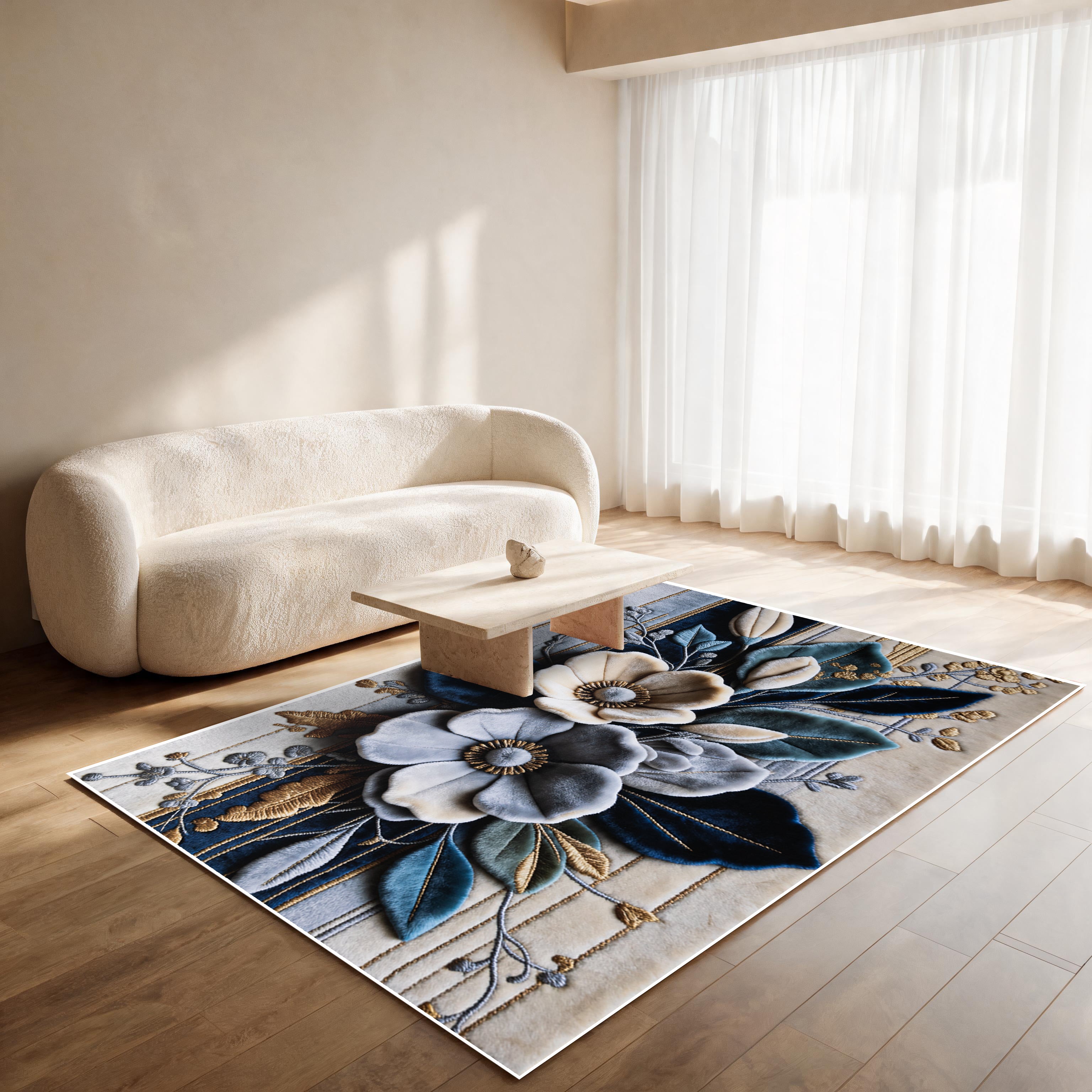 تحميل الفيديو: سجادة طباعة ديجيتال 7D - Blue Magnolia - (Dark Blue)