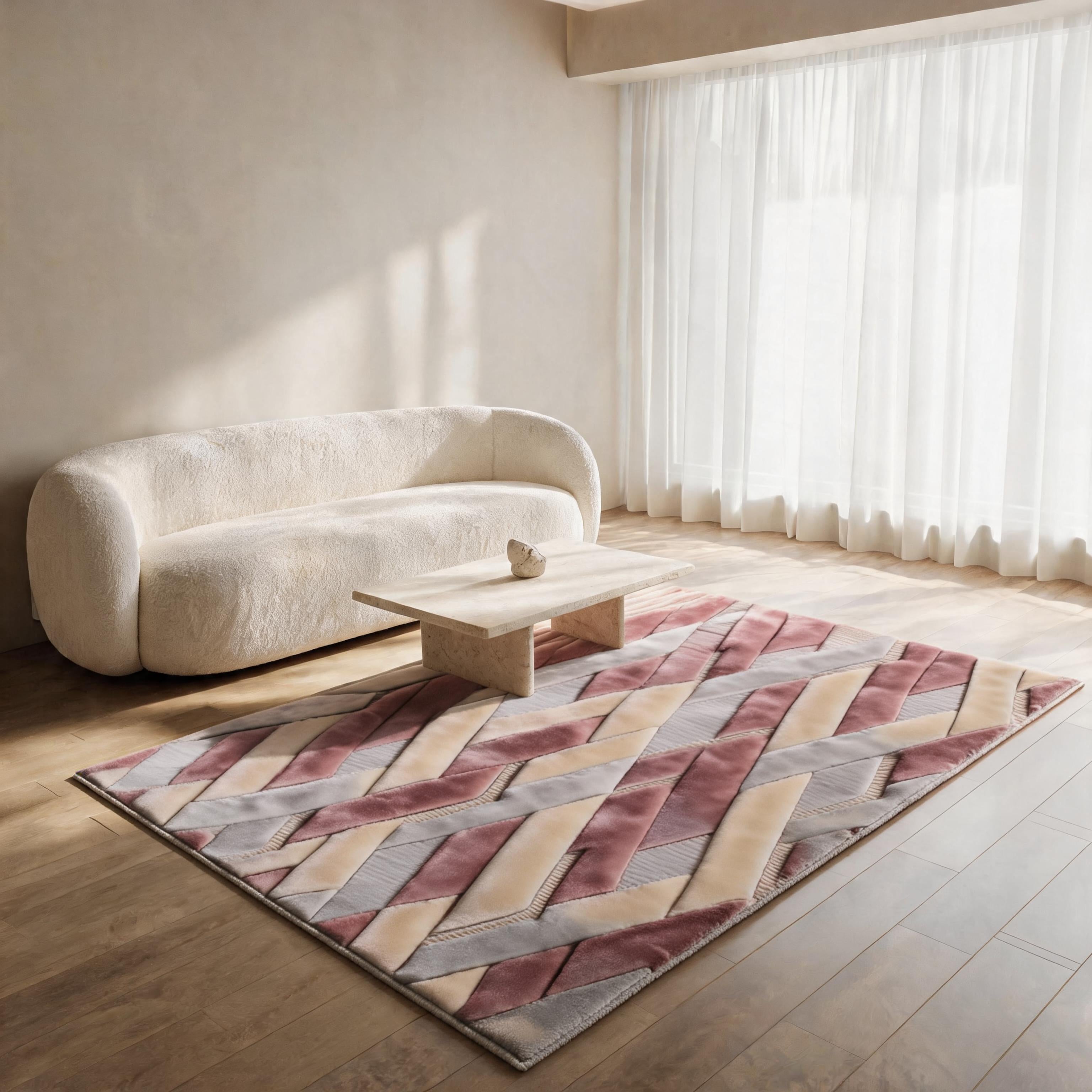 Load video: Modern Chevron - (Cashmere) 7D Digital Carpet Printed