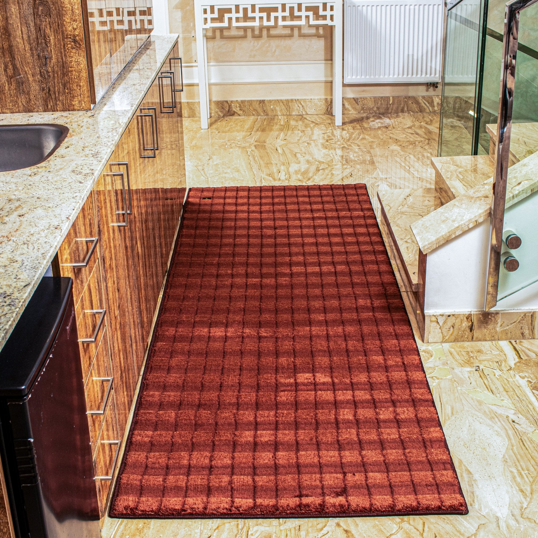 square velvet brown corridor floor carpet - La Maison