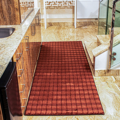 square velvet brown corridor floor carpet - La Maison