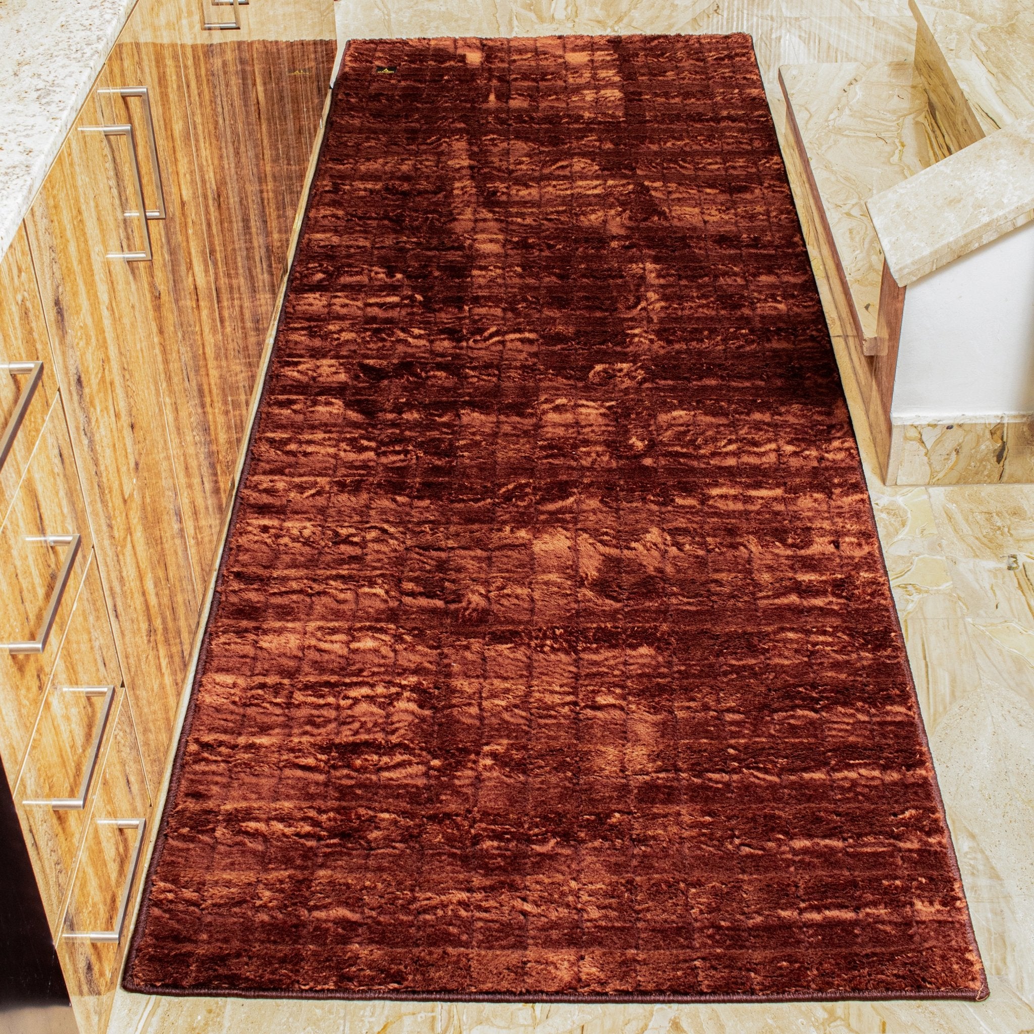 square velvet brown corridor floor carpet - La Maison