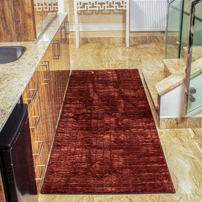 square velvet brown corridor floor carpet - La Maison